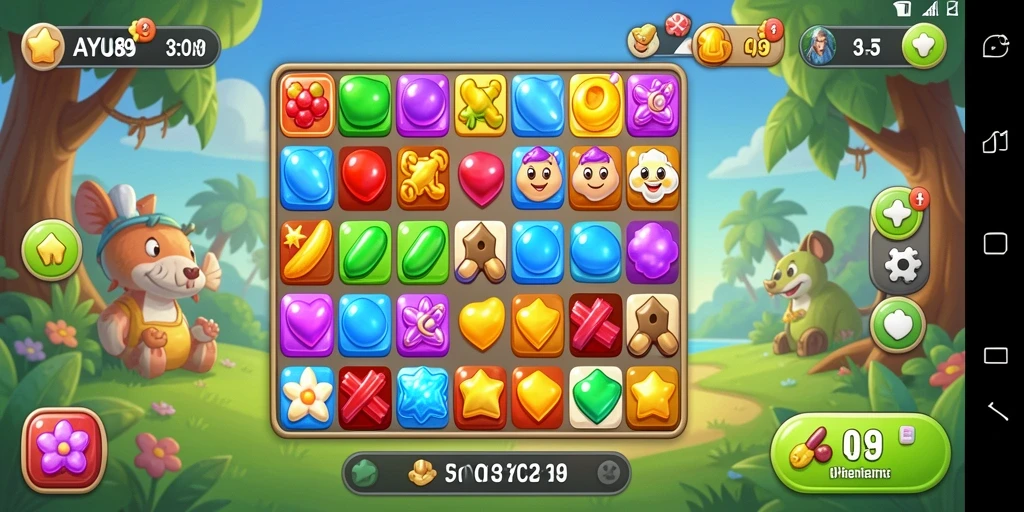 Tangkapan layar AYU89 menampilkan gameplay seru permainan Match-3.