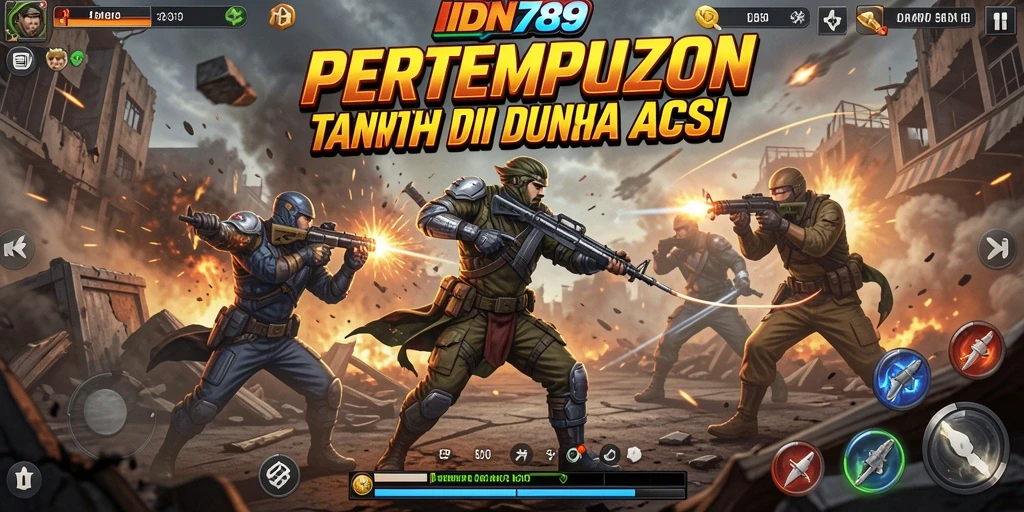 Screenshot utama IDN789 menampilkan aksi mendebarkan saat pertempuran sengit.
