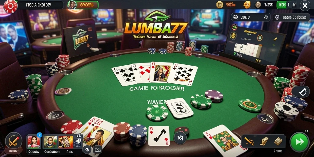 Screenshot utama LUMBA77 menunjukkan gameplay Poker yang seru.