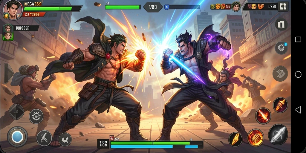 Gameplay seru dengan pertarungan antara karakter yang beragam.