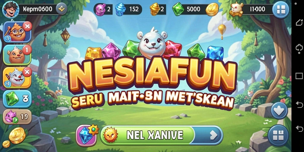 Screenshot gameplay NESIAFUN menunjukkan momen mencocokkan bola warna-warni.