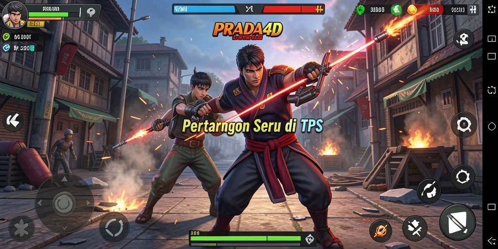 Screenshot menunjukkan aksi seru di arena pertempuran PRADA4D.
