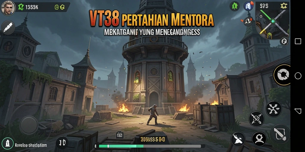 Tampilan gameplay menegangkan VT38 dengan strategi Tower Defense.