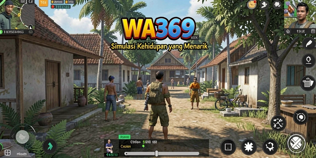 Screenshot utama WA369 menampilkan karakter dalam gameplay simulasi.