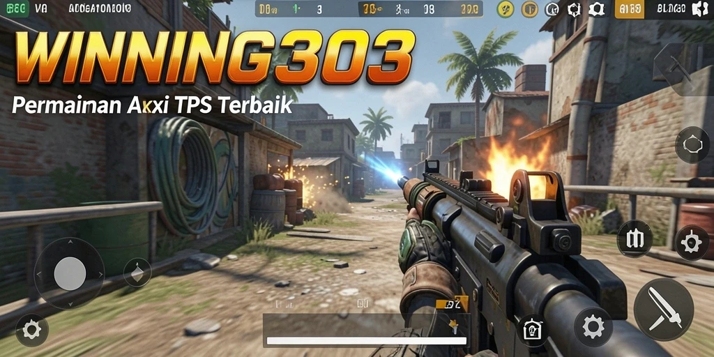 Screenshot gameplay WINNING303 menunjukkan aksi menegangkan dalam pertempuran TPS.